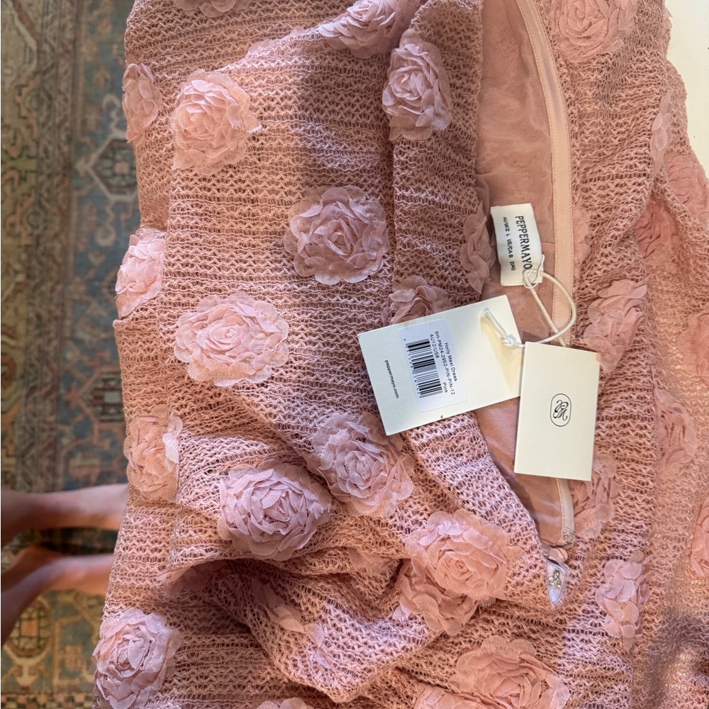 Peppermayo Strapless Pink Floral Textured Maxi Dress - Picture 5 of 6